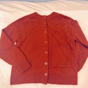 TIBI 100% Cashmere Backwards Reversible Cardigan Sweater Rust Brown XS
